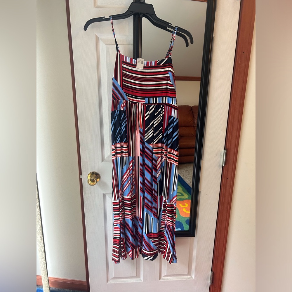 Maurices Vibrant Striped Dress in Red, Blue, and Black